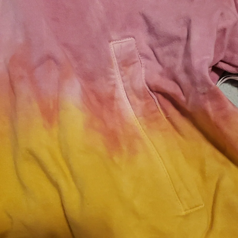 Tie-Dye Hooded Sweatshirt & Athletic Shorts Set - Pink, Yellow, Orange